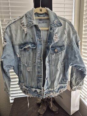 Light Blue Distressed Denim Jacket - Zara Trf